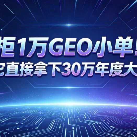 拒 1 万GEO小单！靠它直接拿下 30 万年度大单！