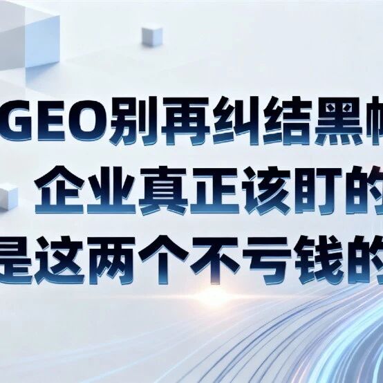 投GEO别再纠结黑帽白帽！企业真正该盯的，是这两个不亏钱的核心